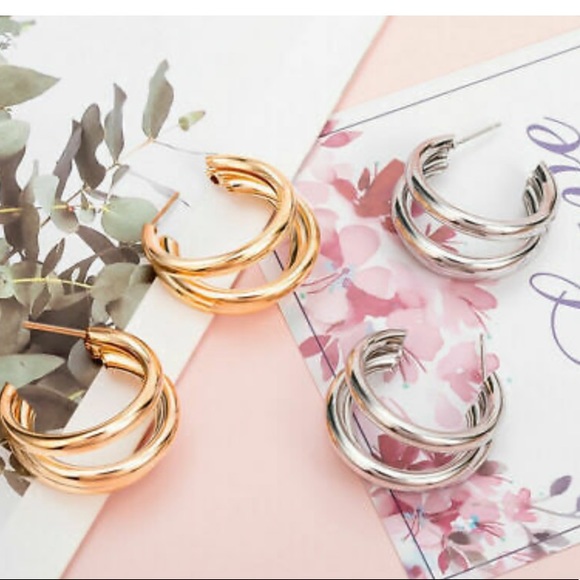 New 18k gold/White gold plated Earrings - Picture 2 of 13